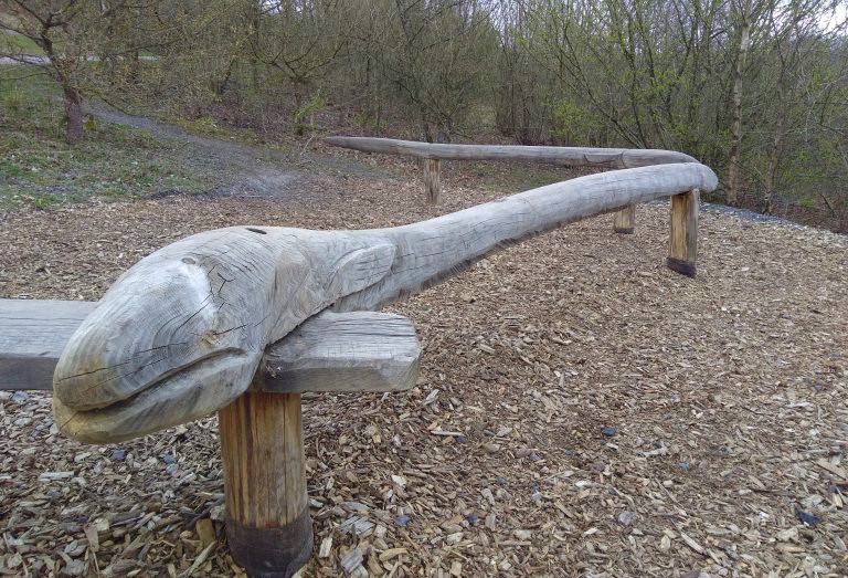 The wooden eels before they were stolen from the play area at Severn Valley Country Park. Photo: Shropshire Council