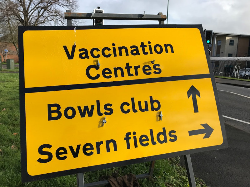 A sign directs those attending to the Indoor Bowling Centre on Sundorne Road in Shrewsbury. Photo: Chris Pritchard