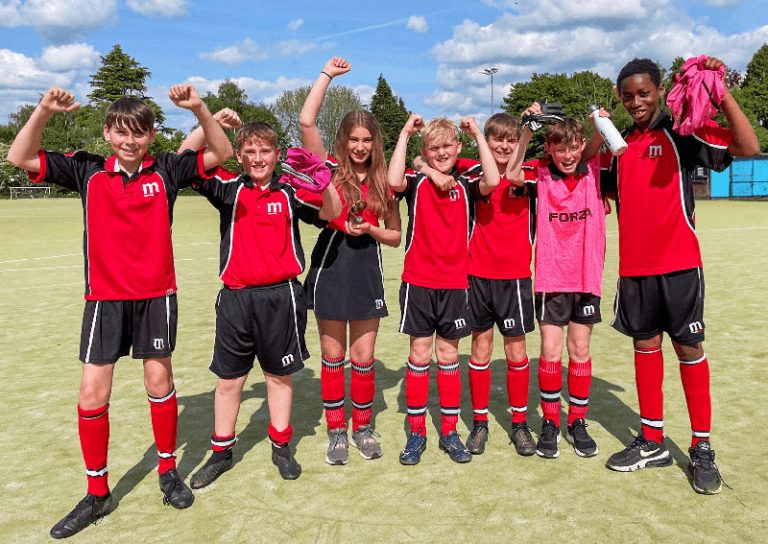 Year 7 players Rhys Morris, Ollie Davies, Maisie Robbins, George Grindley, Niall Maguire, Jack Hughes, Jeslie Nang-Bayi