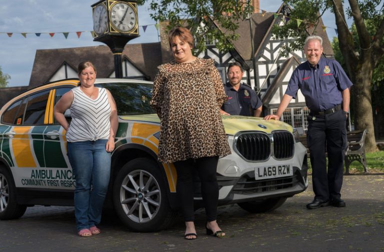 Nikki Poole, Tracey Cooper, Dave Fitton and Derek Mattinson (both Albrighton & Cosford Community First Responders)