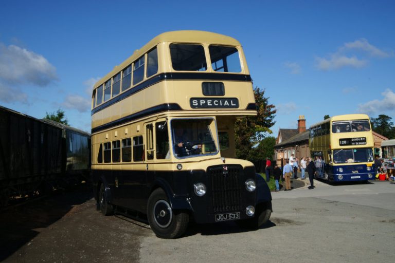 The double decker, 1950s style buses will transport passengers who have booked the service as part of their SVR train journey