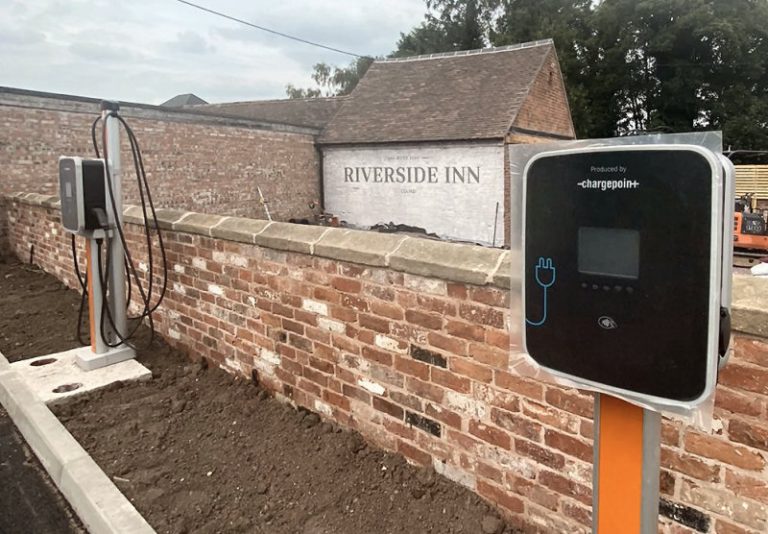 Two charging points have been installed for electric vehicles at the Riverside Inn