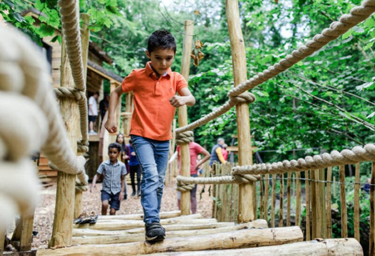 A youngster enjoys the Madeley Wood Company Outdoor Adventure