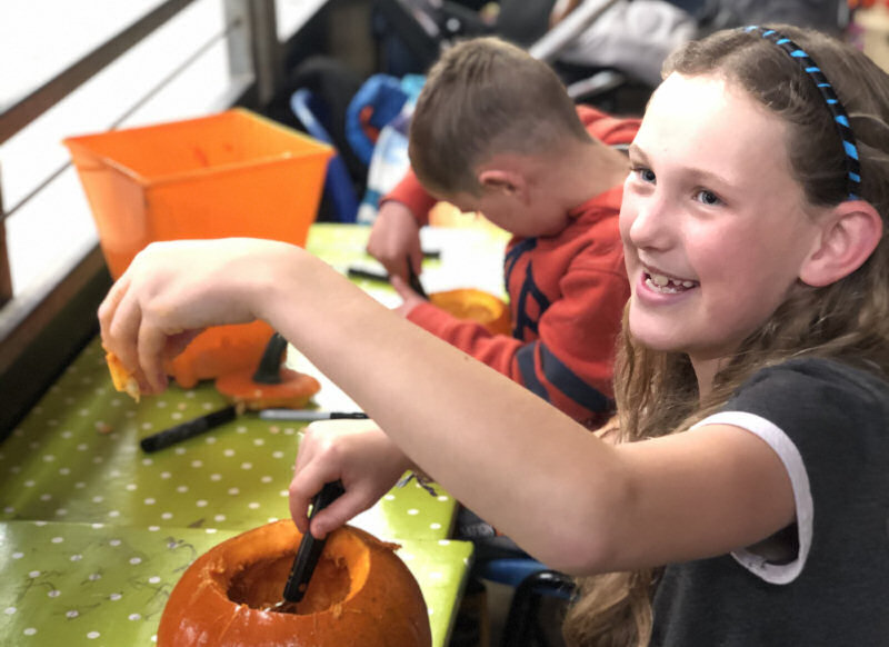Jessica Heath scooping out a pumpkin at last year's event