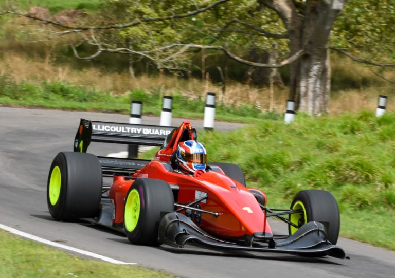 Champion-elect Wallace Menzies in action at Loton Park Hill Climb