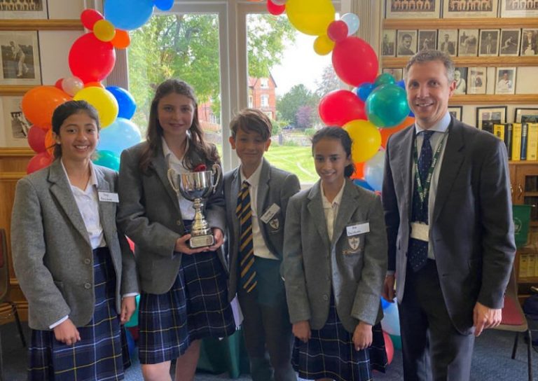 Carys, Willow, George and Ava pictured with Mr James Peakman, Head of Science