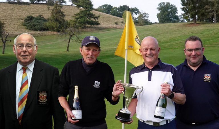 President - Dave Pearson, Winners Ian Rainford & Nigel Ridgway and Club Captain – Jez Wilson. Photo: Mike Purnell