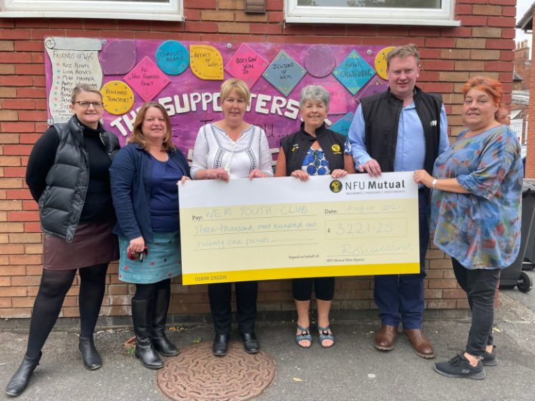 Pictured are Lorna Tommy (NFUM), Rebecca Millard (NFUM), Claire Glover (Wem Youth Club), Diane Smith (NFUM), Andrew Bowker (NFUM) and Kaz Plenty (Wem Youth Club)
