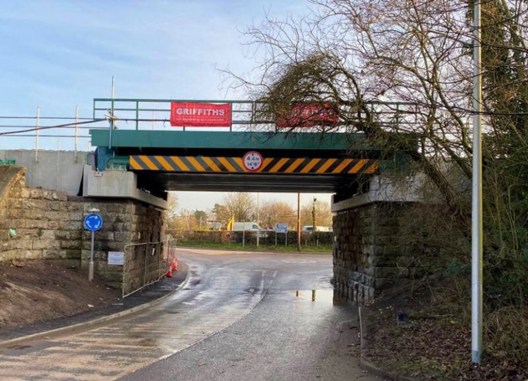 The new railway bridge is now in place with the railway and road reopened. Photo: Network Rail