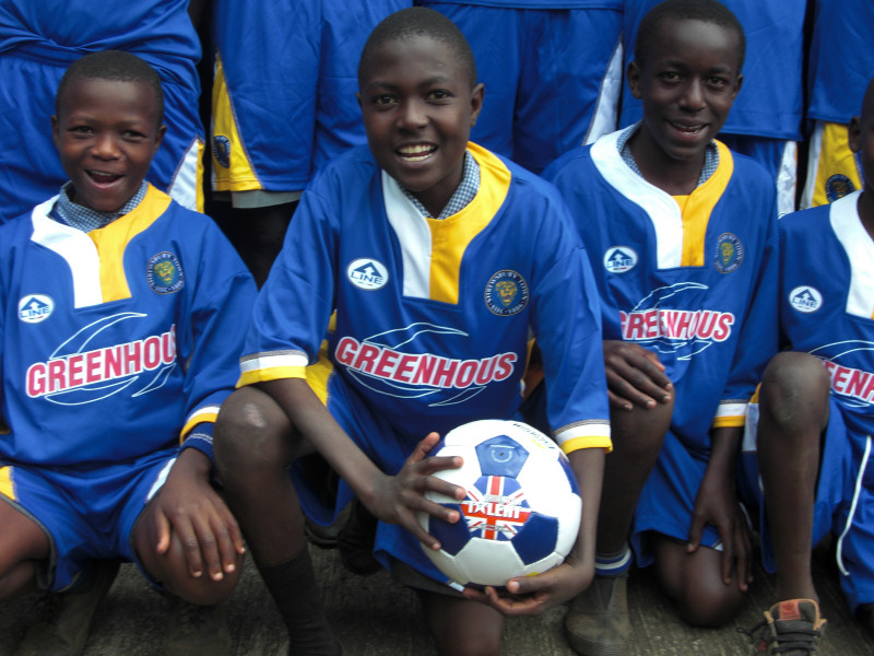 Kit donated by Shrewsbury Town Football Club in Mathare slum in Nairobi, Kenya