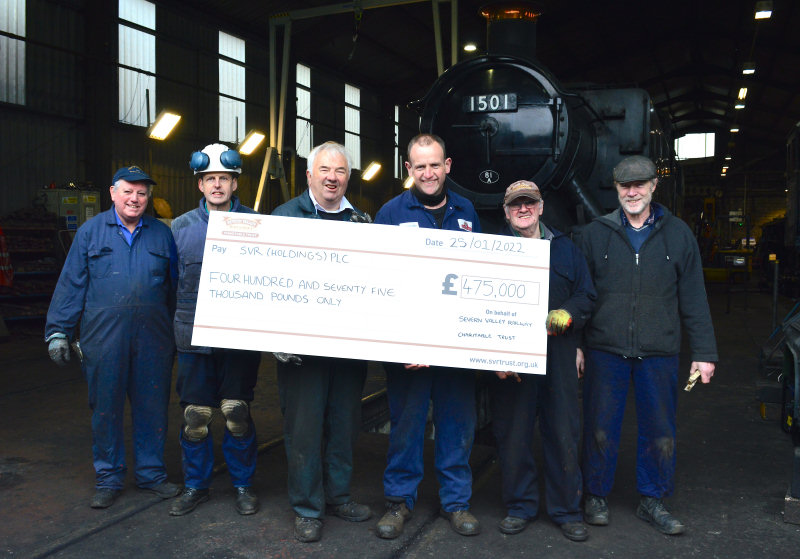 Celebrating reaching the appeal target are volunteers and staff, Roger Whitehead, Paul Bates, Martin Managhan, Dave Fulcher-Insull, Tony Howard and Steve Ty