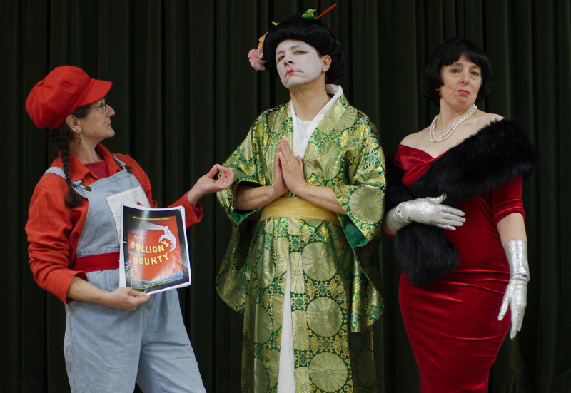 Coven of Evil villains Maria d’Mario (Fiona Ashby), Ati Zhu (Bob Richards) and Alotta Clichez (Heather Rodenhurst)