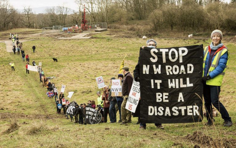Protesters gathered at part of the route the Shrewsbury North West Relief Road will take