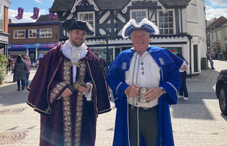 Wellington Town Crier Liam McGrath and Ale Taster Jerry Bailey