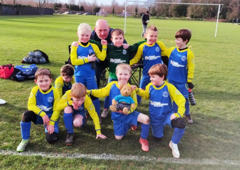Bayston Hill Juniors Under-7 team celebrating after a recent game.
