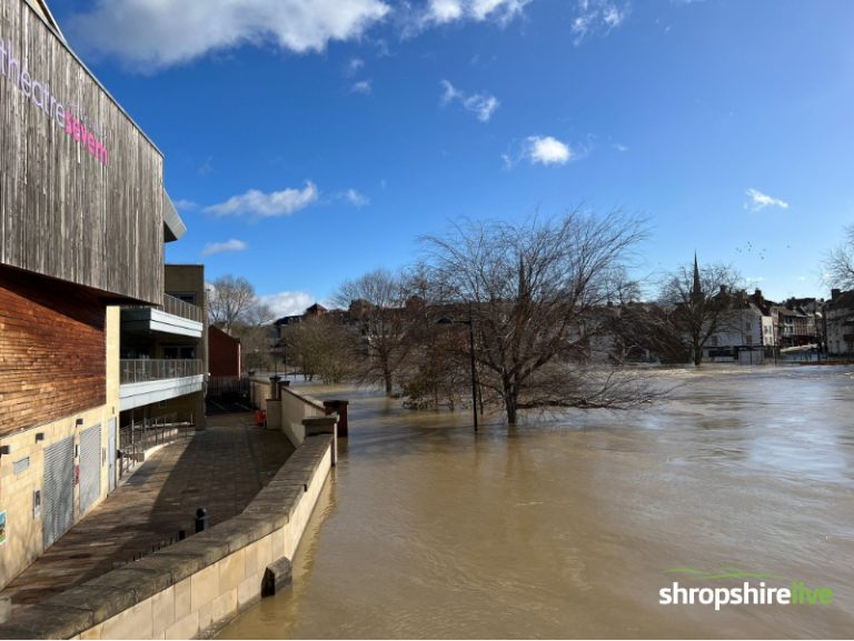 Photos of Shrewsbury in flood – 22 February 2022