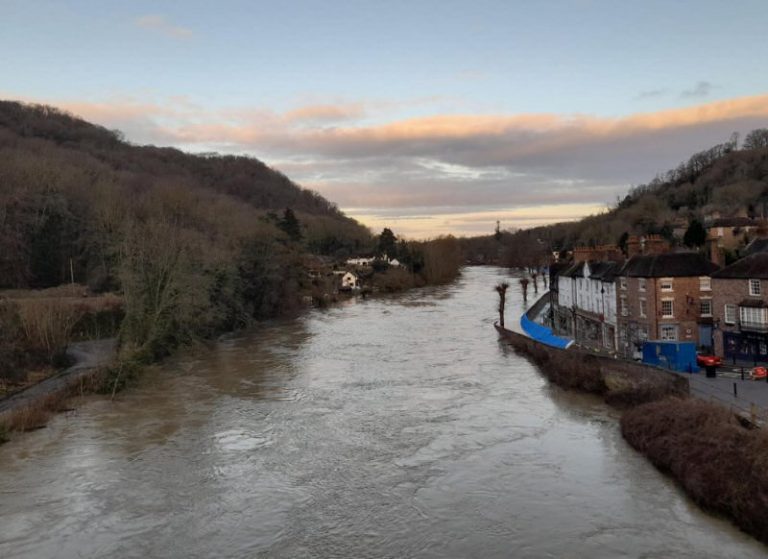 Flooding in Ironbridge. Photo: Telford & Wrekin Council