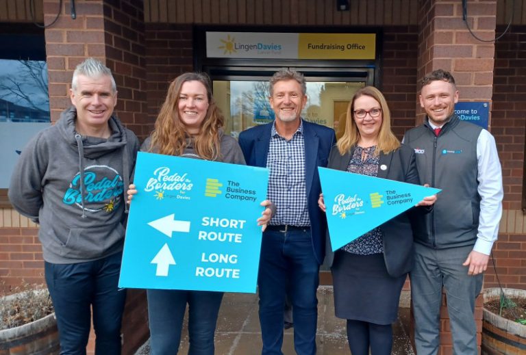 Pictured are Alan Lewis, Adrenaline Sporting Events, Naomi Atkin, Lingen Davies Cancer Fund, Mark Harris, The Business Company, Jane Pritchard and Alex Garmston, Aico