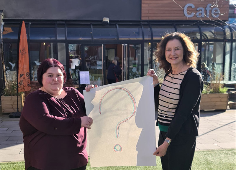 Meeting Point House general manager Angela Creighton, right, with customer service assistant Sarah Davies on the green outside Meeting Point House in Southwater