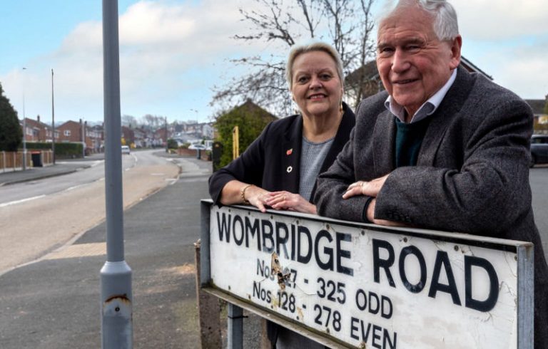 Cllr Shirley Reynolds and Cllr Charles Smith pictured on Wombridge Road in Trench