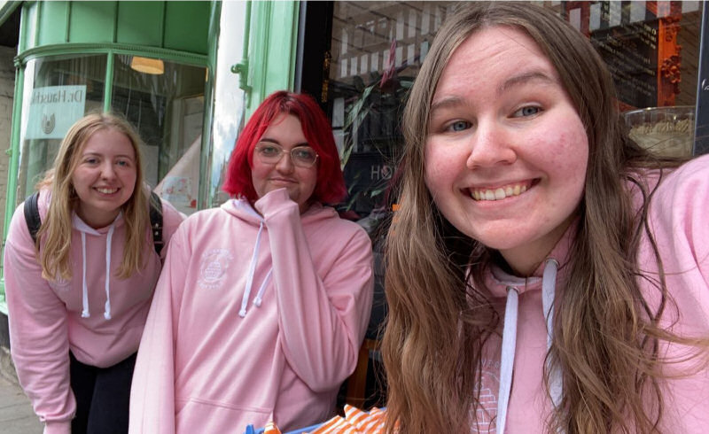 Students Lucy Bance, Billie Taylor and Beth Jones