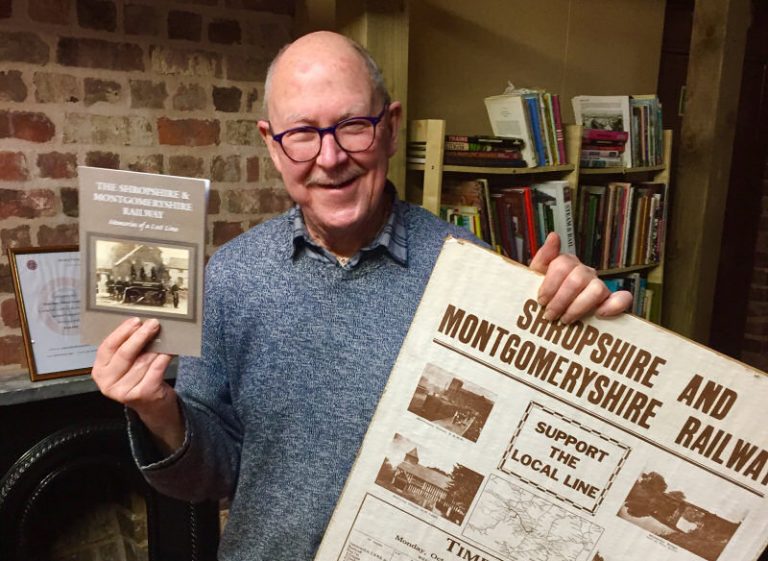 Co-author Paul Lawton with the new book ‘Memories of a Lost Line’ the Shropshire & Montgomeryshire Railway