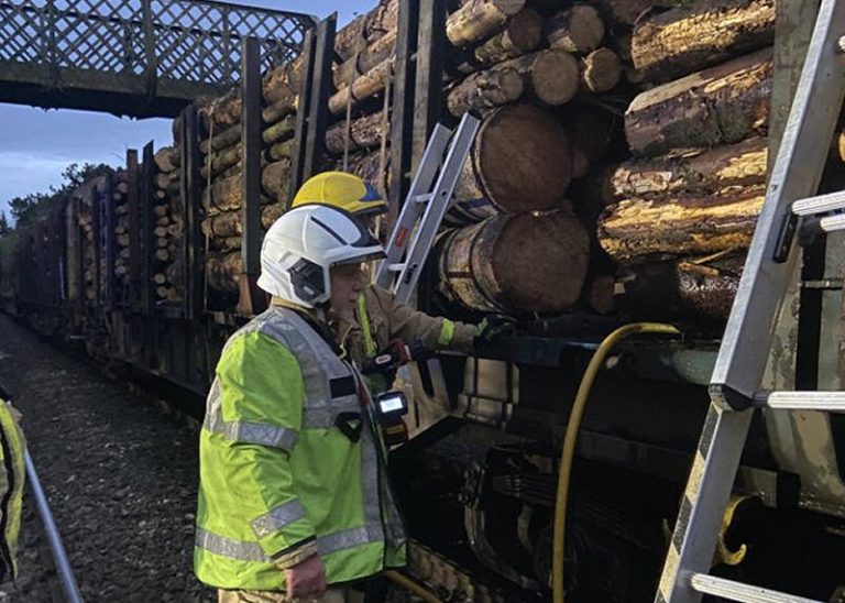 Firefighters at the scene of the fire in Church Stretton. Photo: Craig Jackson / @SFRS_cjackson