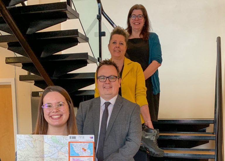 Getting ready for the challenge are Rhian Ward, Ryan Bickham, Helen Barrett and Pauline Davies