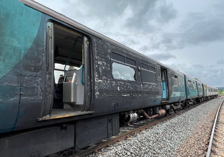 The damaged train at pictured following the incident at Craven Arms. Photo: Network Rail