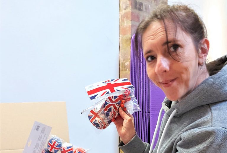 Event contributor and co-host Tracy Timmis gets preparations under way for the Meeting Point House Jubilee celebrations