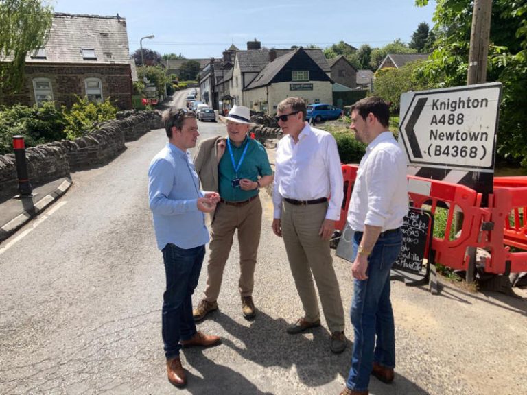 Clun Town Council Chairman Ryan Davies, Cllr Nigel Hartin, Philip Dunne MP, and Cllr Dean Carroll