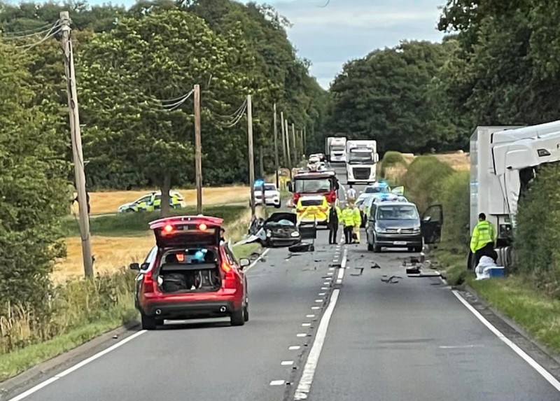 The scene of the collision on the A41. Photo: Shropshire Fire and Rescue Service