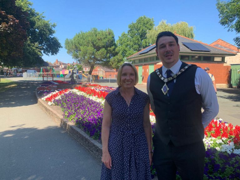 MP Helen Morgan pictured with Oswestry Mayor Councillor Jay Moore