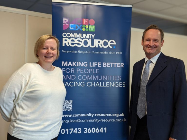 New Community Resource CEO Bev Baxter with Chair Hugh Strickland
