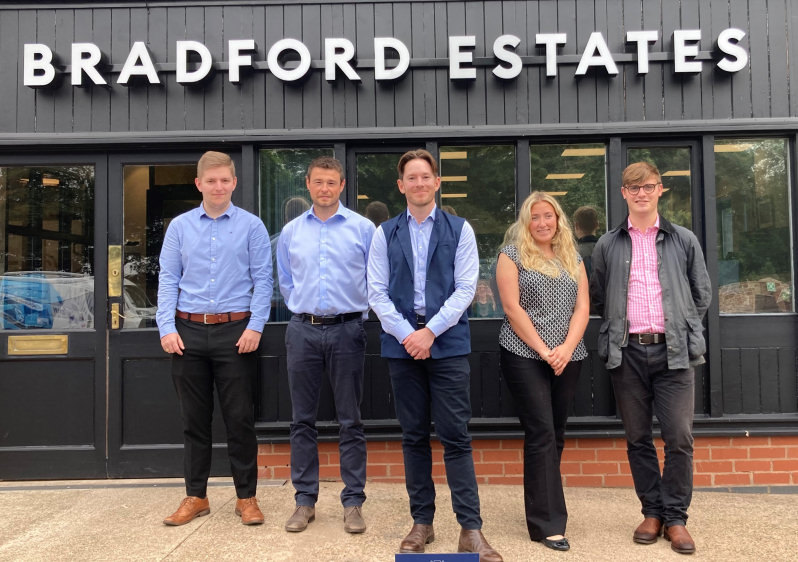 Bradford Estates MD Alexander Newport, centre, with from left Will Pincher, Graham Young, Tyla Jackson and Alexander Pearson