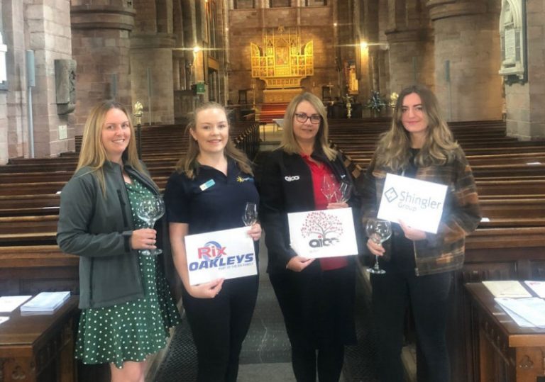 Lizzy Coleman from Lingen Davies with event sponsors from Rix Petroleum, Aico and Shingler Homes