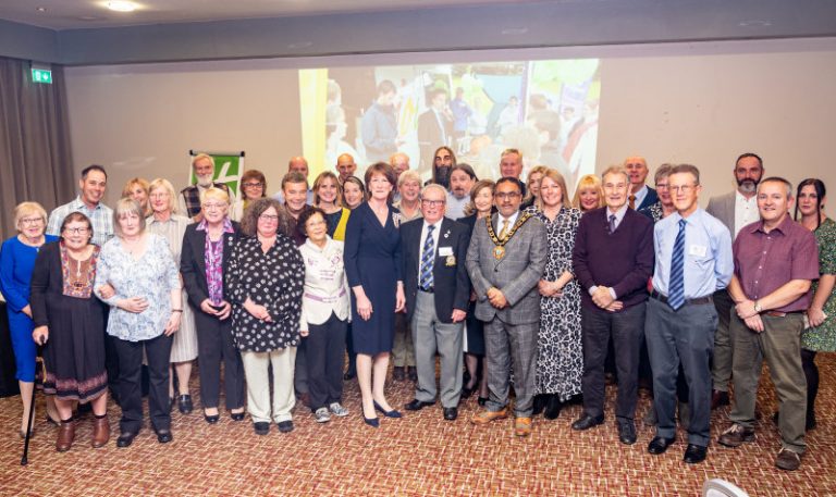 The Friends of Telford Town Park at the celebration with His Majesty’s Lord Lieutenant Anna Turner and Mayor of Telford councillor Raj Mehta