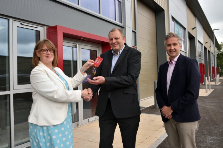 From left, Morris Property's Liz Lowe with Netstal's Jim Craig and agent Alex Smith of Andrew Dixon