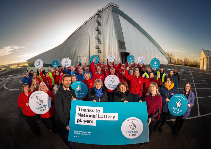RAF Museum team celebrate investment from The National Lottery Heritage Fund. Photo: © RAF Museum