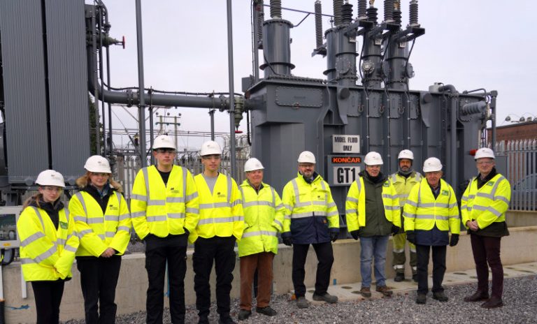 To mark the substation being completed, a site visit and engineering presentation was held with representatives of North Shropshire local authorities and a group of STEM students from Thomas Adams Sixth Form College