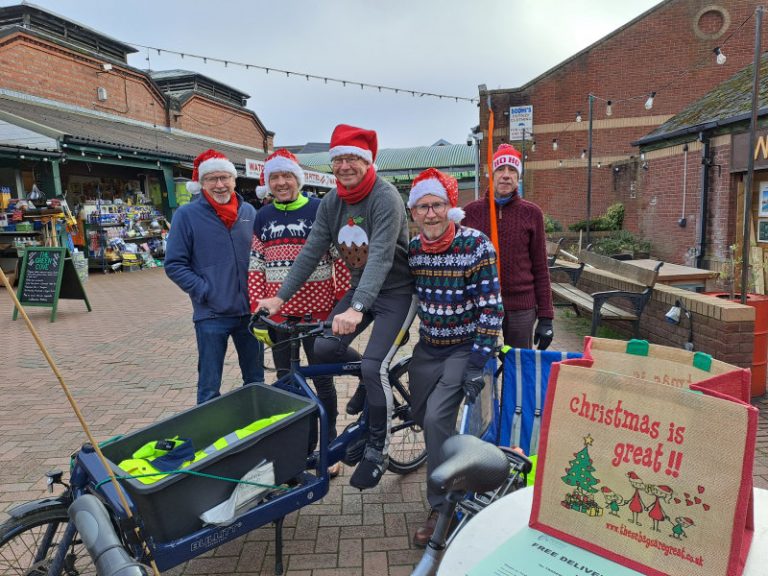 The five cycle volunteers, from left, Peter Brench, Rob Hubbleday, Jim Percival, Paul Kalinaukas and Councillor Anthony Lowe