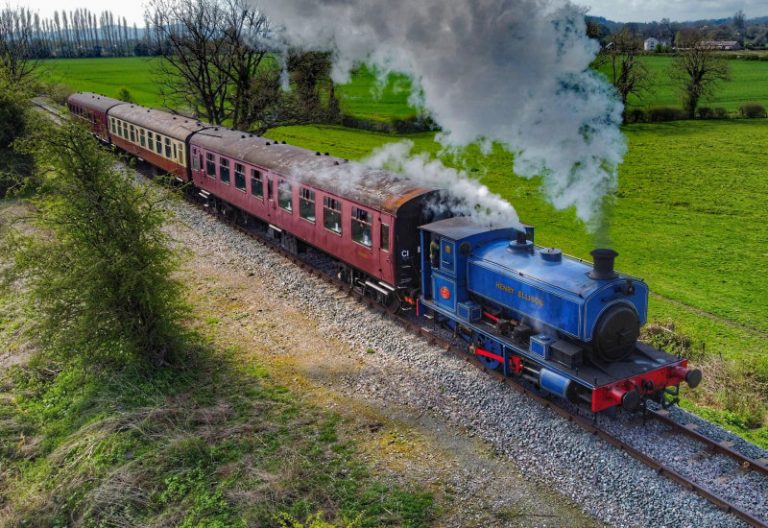 A steam engine travels along the recently opened Oswestry to Weston Wharf line