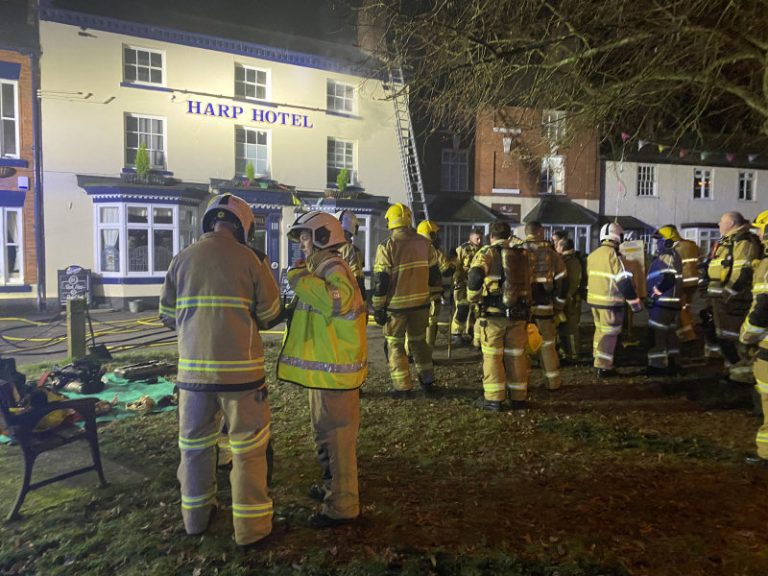The fire broke out at the Harp Hotel in Albrighton. Photo: Lee Baker/@Lee_BakerFRS