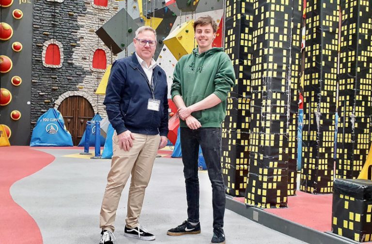 Sam Pryce, left, The Crossbar Group’s internal operations manager, with Oli Elphick, part of the management team at Climbing Hut in Shrewsbury