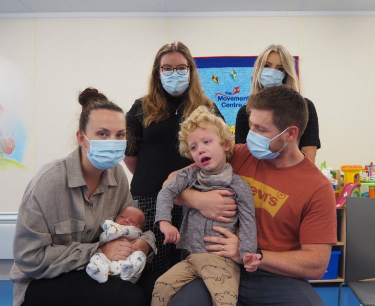 The Shore family, Becky, Ralph, Ronnie and Joe, who are being supported by The Movement Centre. Second row: Aaron & Partners’ Lucy Simmonds and Phoebe Bishton
