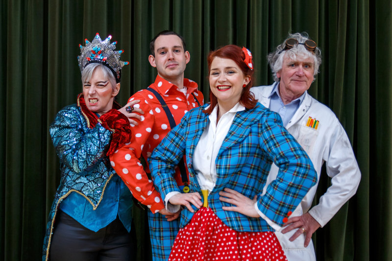 Counting down to the Time Trekkers show are Heather Rodenhurst as Ratzlinger, Shaun Higgins as Romulus, Francesca Williams as Calliope and Derek Cairns as Mad Vlad