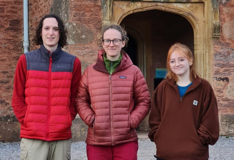 Lily McGuiness (24), Josie Summers (24) and Luke Embley (22), who started their year-long apprenticeship with the Field Studies Council this week