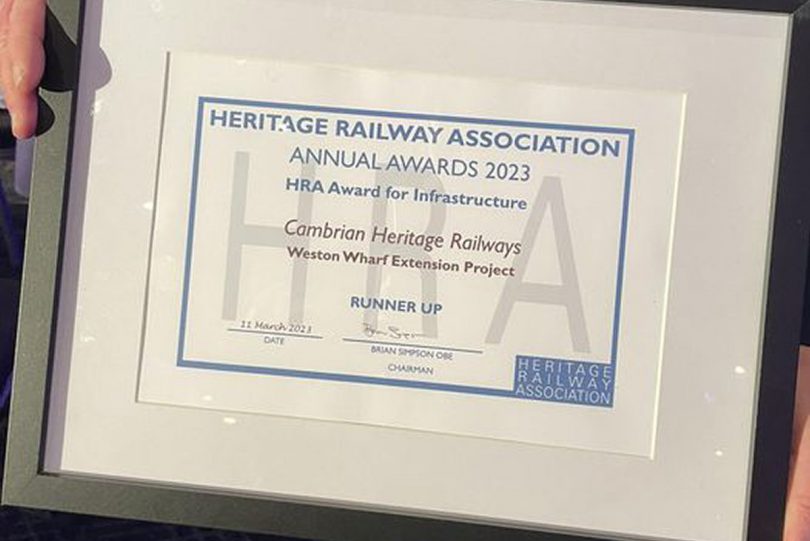 The award presented to Cambrian Heritage Railways