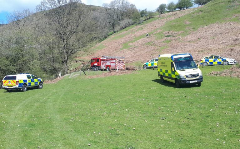Emergency services at the incident in Little Stretton. Photo: @SouthShropCops