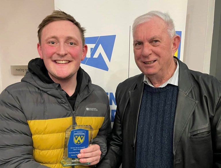 Henry Broadhurst with Tennis Shropshire president Keith Smith